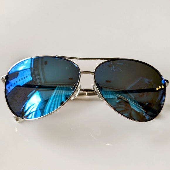 COLE HAAN Polarized 61mm Aviator Sunglasses In Blue Flash - Picture 3 of 6